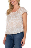 FLUTTER SLEEVE WOVEN GAUZE TOP