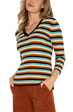 3/4 SLEEVE V-NECK SWEATER