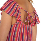 Flutter Sleeve Woven Top W / Ties