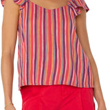 Flutter Sleeve Woven Top W / Ties