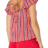 Flutter Sleeve Woven Top W / Ties