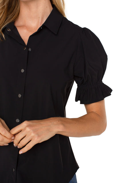 Puff Elbow Sleeve Snap Front Shirt