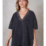 V-Neck Drop Shoulder Boxy T-Shirt