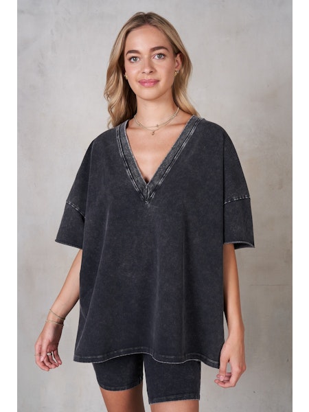 V-Neck Drop Shoulder Boxy T-Shirt