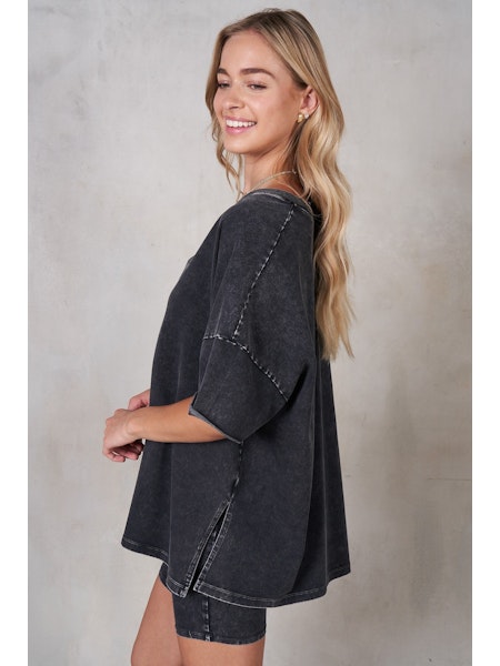 V-Neck Drop Shoulder Boxy T-Shirt