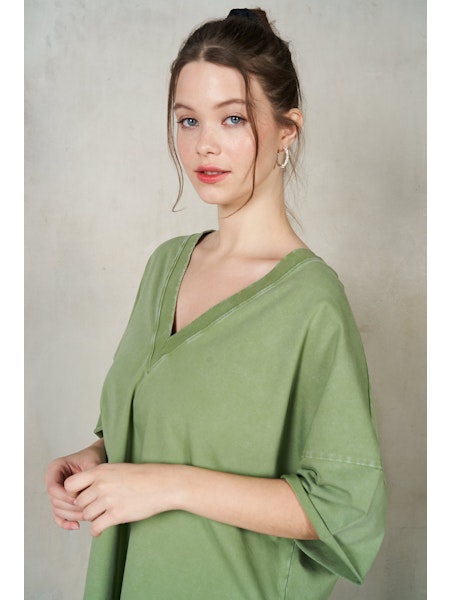 V-Neck Drop Shoulder Boxy T-Shirt