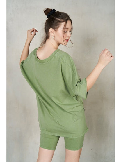 V-Neck Drop Shoulder Boxy T-Shirt