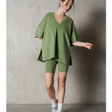 V-Neck Drop Shoulder Boxy T-Shirt