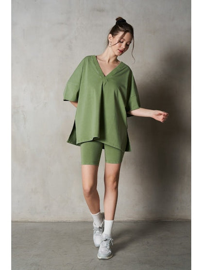 V-Neck Drop Shoulder Boxy T-Shirt