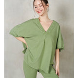 V-Neck Drop Shoulder Boxy T-Shirt