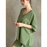 V-Neck Drop Shoulder Boxy T-Shirt
