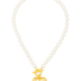 HEART CHARM PEARL NECKLACE