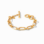Gold chain bracelet on a white background