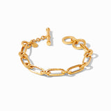 Gold chain bracelet on a white background