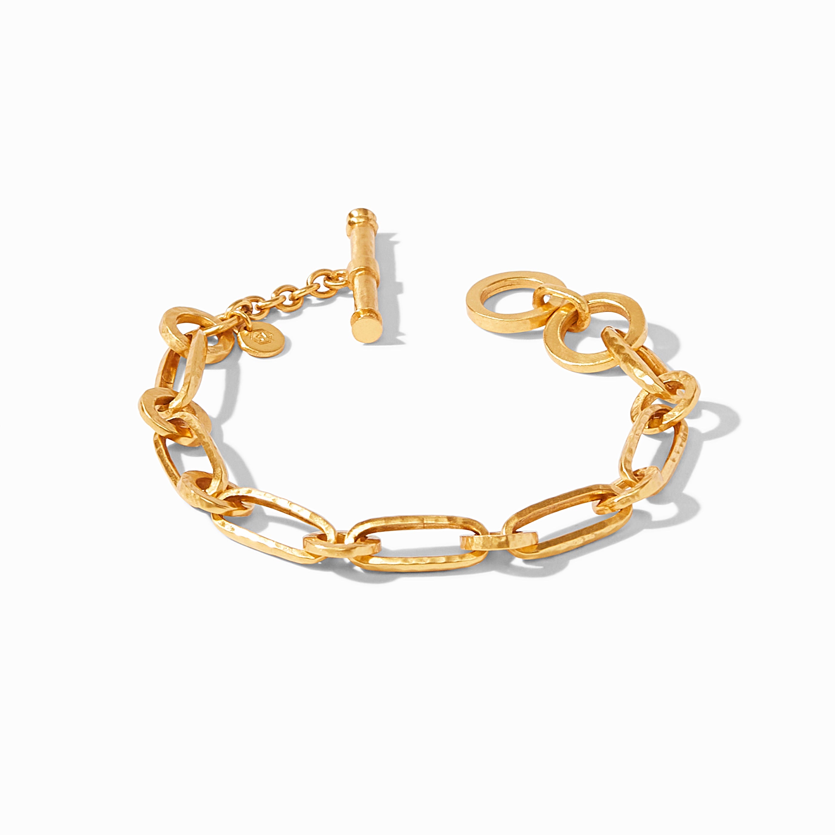 Gold chain bracelet on a white background
