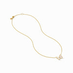 Gold necklace with a butterfly pendant on a white background