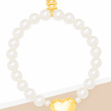 HEART CHARM PEARL STRETCH BRACELET