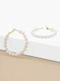 MEDIUM PEARL BEADED HOOPS