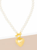 HEART CHARM PEARL NECKLACE