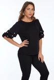 ZILA ROUND NECK TOP W/ PEARLS