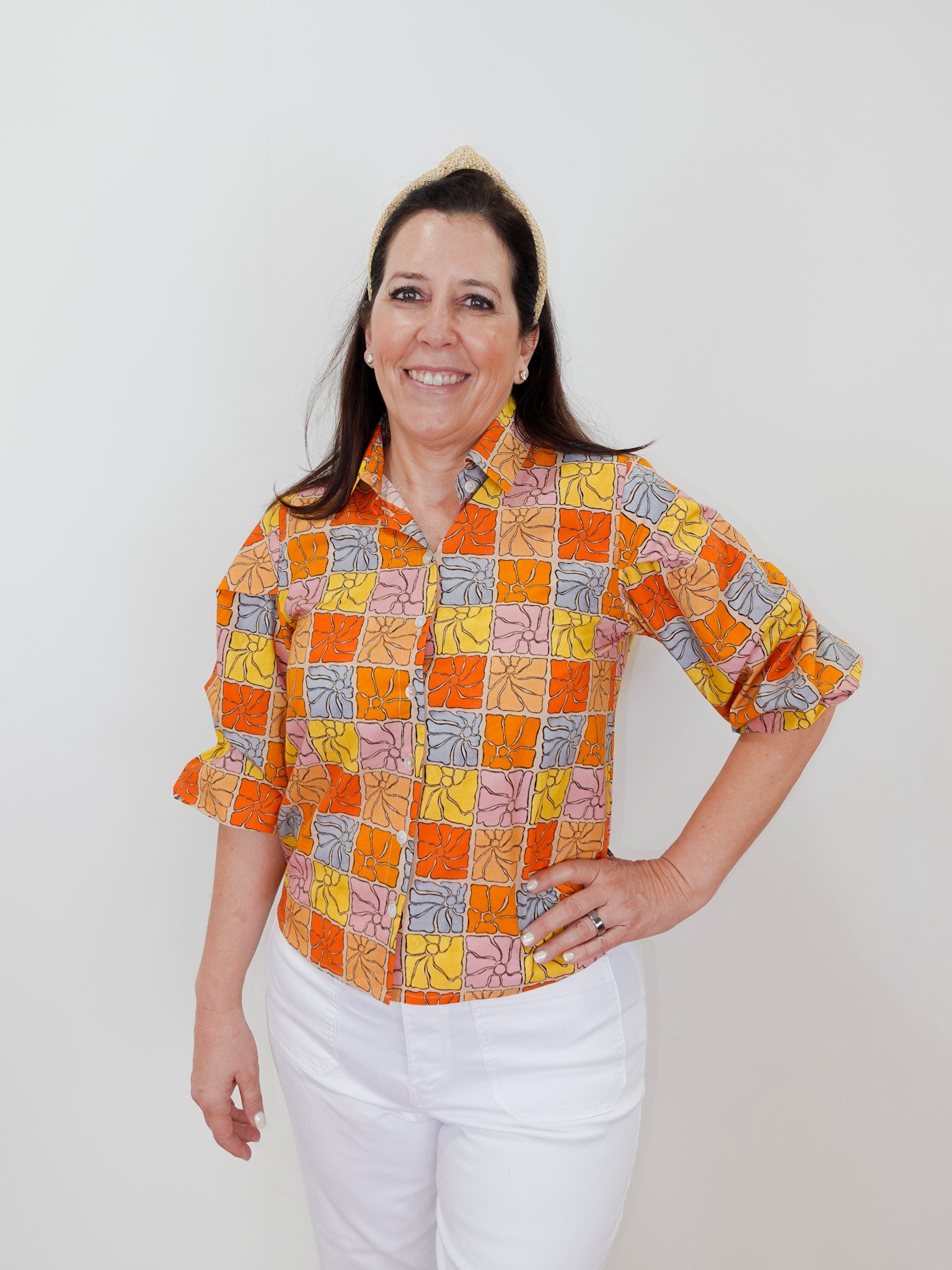 Blouson Sleeve Button Front Shirt - TresChicTexas