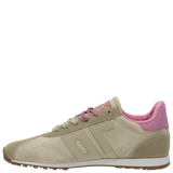Beige and pink sneaker on a white background