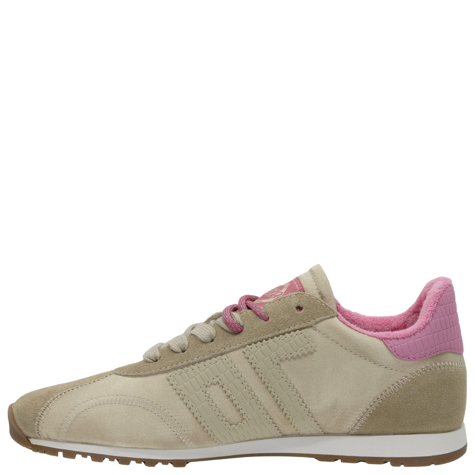 Beige and pink sneaker on a white background