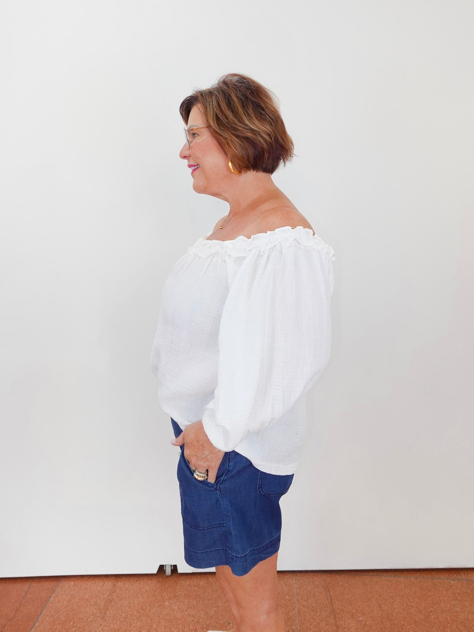 Gauze Ruffled Neckline Top - TresChicTexas
