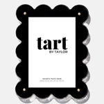 Black scalloped photo frame with 'tart by Taylor' branding on a white background