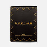Black packaging box with gold text for Tart by Taylor scalloped acrylic photo frame