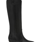 Black knee-high boot on a white background