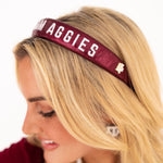 Texas A&M Aggies thin maroon headband designed by Brianna Cannon