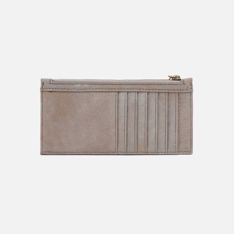 Beige cardholder with zipper on a white background