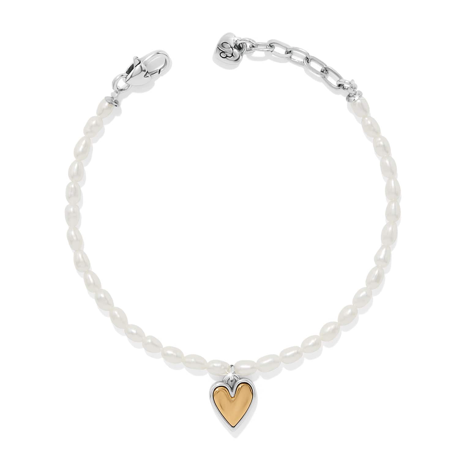 Bracelet with a heart-shaped charm on a white background