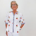 Cherry Embroidered Peplum Top - TresChicTexas
