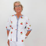 Cherry Embroidered Peplum Top - TresChicTexas