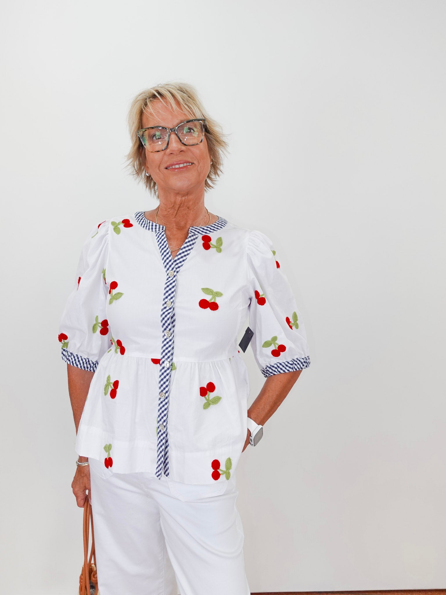 Cherry Embroidered Peplum Top - TresChicTexas