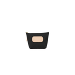 Black pouch with beige patch on a white background