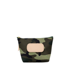 Camouflage pouch with a beige patch on a white background