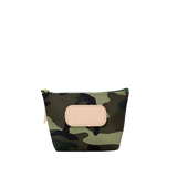 Camouflage pouch with a beige patch on a white background