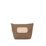Brown pouch with beige patch on a white background