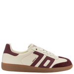White and burgundy sneaker with '70' design on a white background