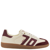 White and burgundy sneaker with '70' design on a white background