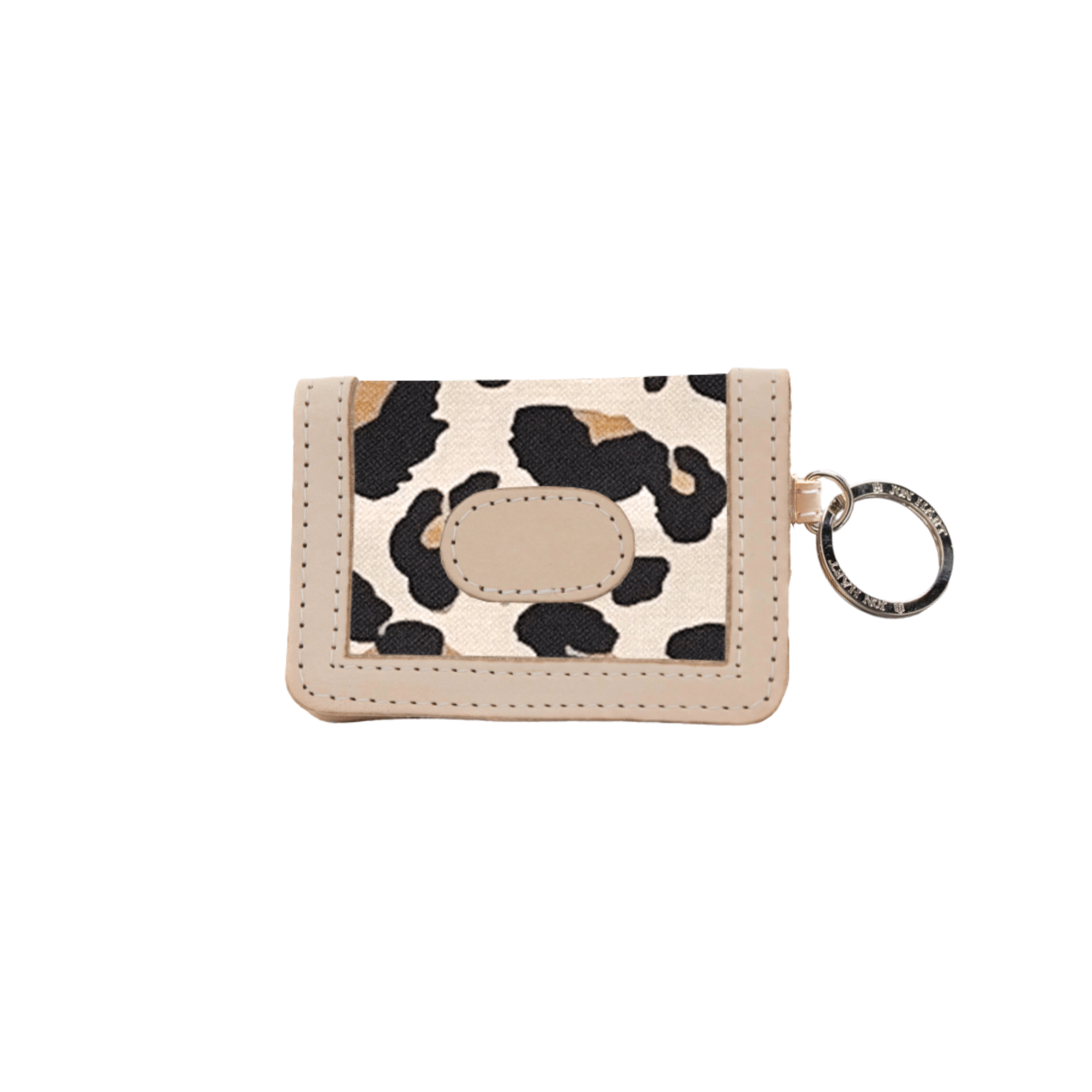 Small wallet with leopard print design on a beige background