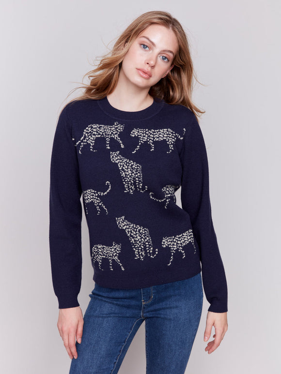 CHEETAH JACQUARD SWEATER