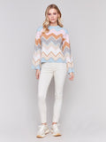 CHEVRON KNIT BELL SLEEVE SWEATER