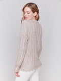 METALLIC CABLE KNIT SWEATER