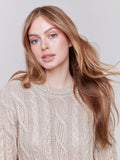 METALLIC CABLE KNIT SWEATER