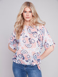 PRINTED COTTON GAUZE TOP