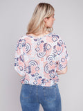 PRINTED COTTON GAUZE TOP